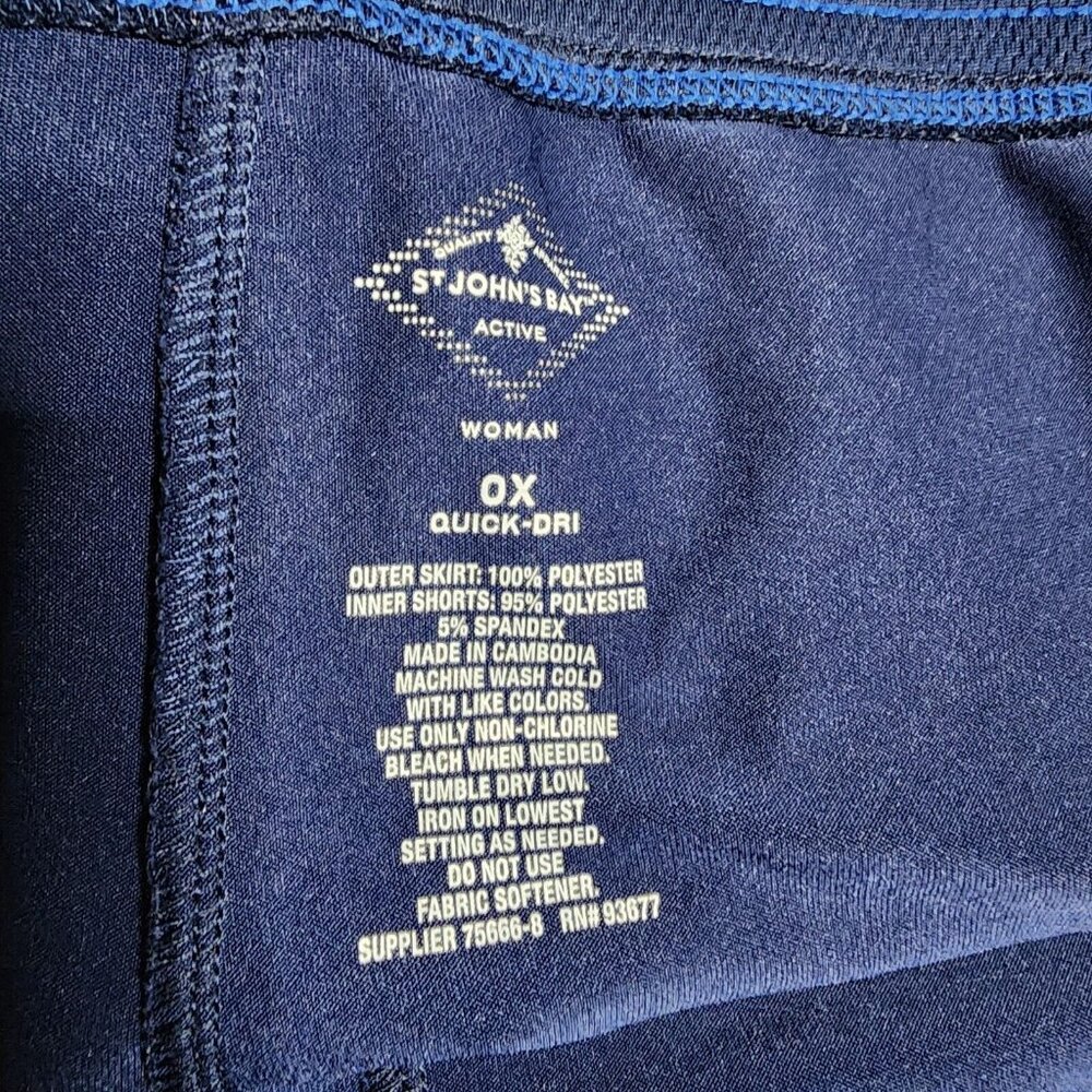 St Johns Bay Skort Womens Plus Size 0X Solid All Blue Quick Dry Pull On Stretch - Picture 3 of 4